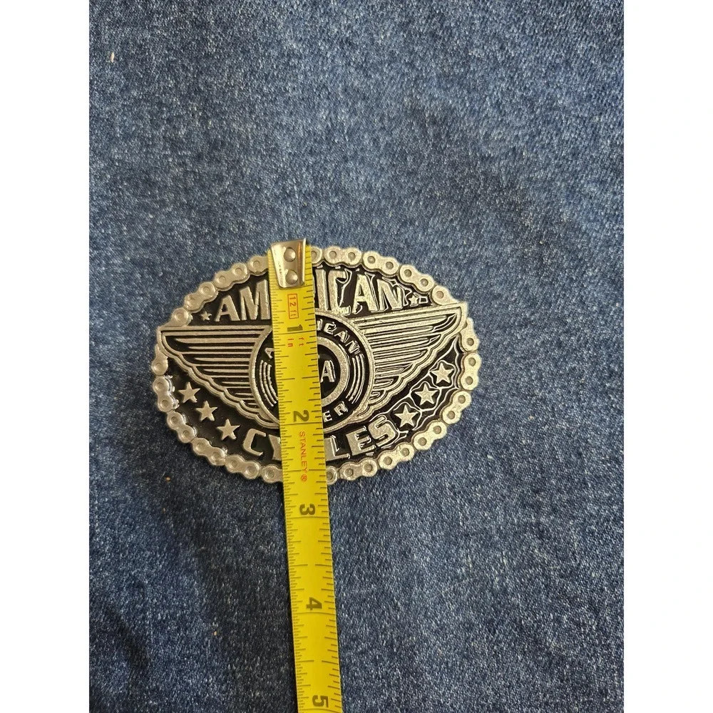 American Cycles USA Enamel Motorcycle Belt Buckle - Made in USA